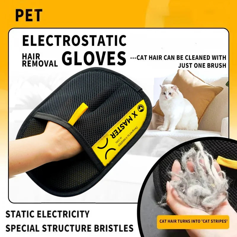 Pet Hair Remover Grooming Gloves for Cats & Dogs