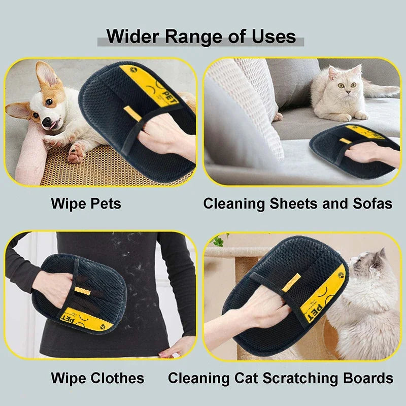 Pet Hair Remover Grooming Gloves for Cats & Dogs