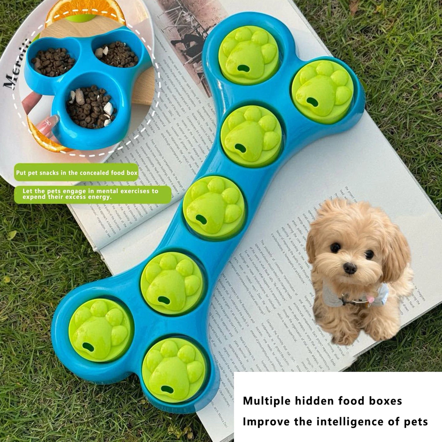 Bone-Shaped Pet Slow Feeder Treat Dispenser Toy