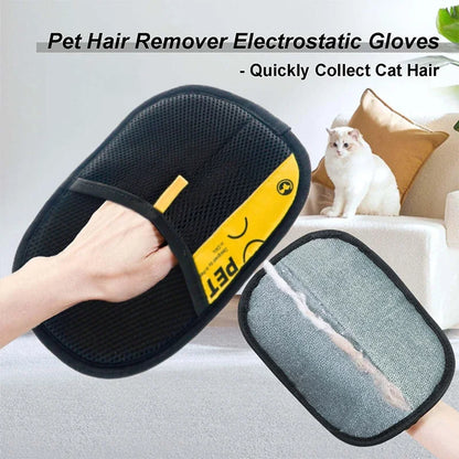 Pet Hair Remover Grooming Gloves for Cats & Dogs